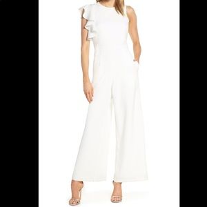 Never Worn, Julia Jordan Ruffle Shoulder Jumpsuit